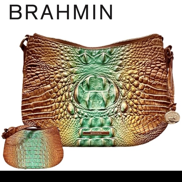 Brahmin Handbags - ⭐️Like NEW⭐️Brahmin Shayna Cactus Ombre Melbourne Genuine Leather Crossbody Bag